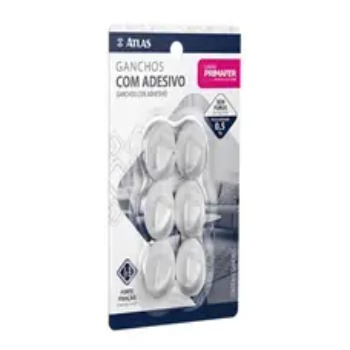 GANCHO ADESIVO 6PC 0,5KG OVAL TRANSP